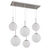 NOWA Kop nickel-matte Metall-Hängeleuchte mit braunem Glasschirm, 6-flammig, IP20