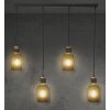 Ando Esstischleuchte E27 4-flammig mit rauchfarbenem Glasschirm Holz und Metall
