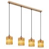 NOWA Leeds goldene Metall-Pendelleuchte mit bernsteinfarbenem Schirm, 4-flammig E14
