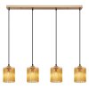 NOWA Leeds goldene Metall-Pendelleuchte mit bernsteinfarbenem Schirm, 4-flammig E14