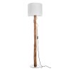 NOWA Norin naturfarbene Holzstamm-Stehlampe mit weißem Stoffschirm, 140 cm, E27, IP20