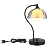 NOWA Eva Tischlampe G9 mit rauchfarben-weißem Glasschirm, Schalter am Kabel