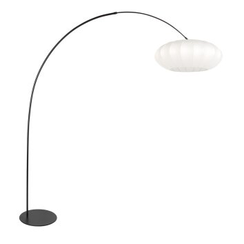 Steinhauer Curve Bogenstehlampe, Bogenlampe mit weißem Stoffschirm, E27, IP20