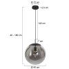 Steinhauer Bollique rauchfarbene Glaskugel-Pendelleuchte modern Länge 40 cm Ø 40 cm
