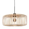 Steinhauer Sparkled Light Holz-Pendelleuchte mit braunem Holzschirm, verstellbar, Länge 60 cm
