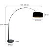 Steinhauer Stehlampe Sparkled Light mit rundem schwarzem Stoffschirm, verstellbar