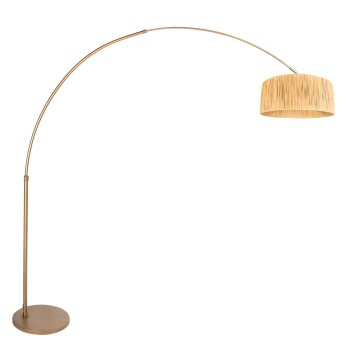 Steinhauer Sparkled Light Bogenstehlampe aus Metall in Bronze mit braunem Seegras-Schirm