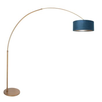 Steinhauer Sparkled Light moderne Bogenstehlampe Bronze mit blauem Schirm, dimmbar