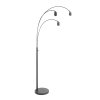 Steinhauer Sparkled Light Bogen-Stehlampe 3-flammig mit gold-schwarzen Stoffschirmen, E27