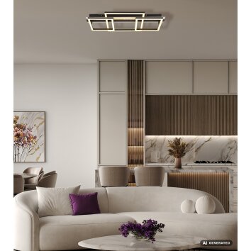 Globo Estrada moderne rechteckige LED Deckenleuchte 3000K 4200lm 40W silberfarben