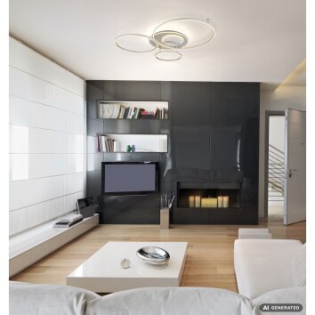 Globo Johnson LED Ringleuchte Deckenleuchte silber Ø 48 cm mit Fernbedienung