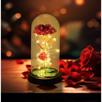 Globo Rosalina LED Rosen-Dekoleuchte mit goldfarbener Glaskuppel und An-/Ausschalter