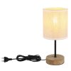 NOWA Jule braune Tischlampe mit beigem Stoffschirm, E27, 29 cm, Schalter am Kabel