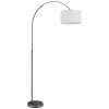 Globo Thea Bogenstehlampe für Wohnzimmer mit cremefarbenem Stoffschirm, modern
