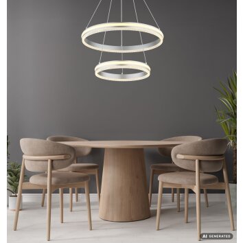 Globo Francine LED Ring-Hängeleuchte 2 Ringe dimmbar mit Fernbedienung modern