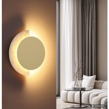 Globo Rojas LED Wandleuchte Wandlampe aus Travertin in Gold-Weiß 3000K 838 lm 8 W IP20