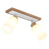 Globo Rowena Eichenholz-Deckenleuchte 2-flammig mit braunem Glasschirm modern