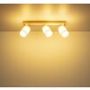 Globo Rowena Deckenleuchte Deckenlampe Eichenholz 3-flammig E27 brauner Glasschirm