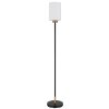 Globo Rowena Stehlampe Stehleuchte modern mit braunem Glasschirm E27 60 Watt Eichenholz