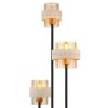 Globo Daren 3-flammige Stehlampe mit bernsteinfarbenen Glasschirmen und Travertin-Details, Messing
