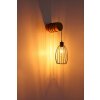 Globo Berti Wandleuchte aus Eukalyptusholz mit schwarzem Käfigschirm, E27, 40W, IP20