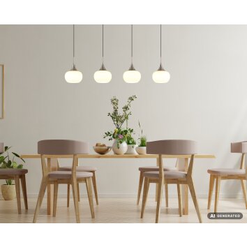 Globo Lui modern LED Pendelleuchte Esstisch mit weißem Glasschirm in Nickel-Matt