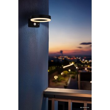 Globo SOLCOR Solarwandleuchte mit Bewegungsmelder LED IP44 4000 Kelvin 600 Lumen 6 Watt