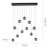 SCHÖNER WOHNEN-Kollektion LINI LED 11-flammige Pendelleuchte mit transparenten Glaskugeln