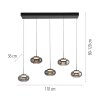 Schöner Wohnen-Kollektion SIA LED 5-flammige Esstisch-Pendelleuchte höhenverstellbar 110 cm modern