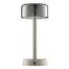 Brilliant LED Tischleuchte Razor mit zylindrischem beigem Glasschirm, 2700 Kelvin warmweiß