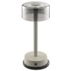 Brilliant LED Tischleuchte Razor mit zylindrischem beigem Glasschirm, 2700 Kelvin warmweiß