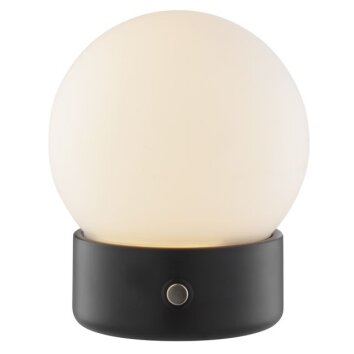 Brilliant LED Tischleuchte Dori mit weißem Kugelschirm, 2700 Kelvin warmweiß