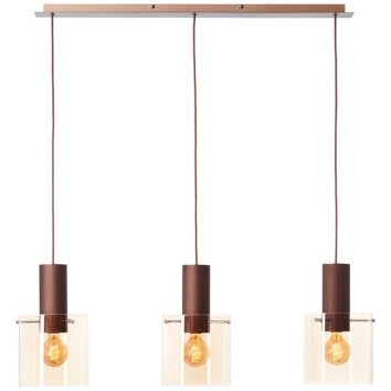 Brilliant Pendelleuchte Petje mit 3 bernsteinfarbenen Glasschirmen an Leiste, Länge 20 cm