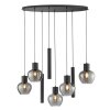 Brilliant moderne Cluster-Pendelleuchte Ligari mit 5 rauchfarbenen Glasschirmen