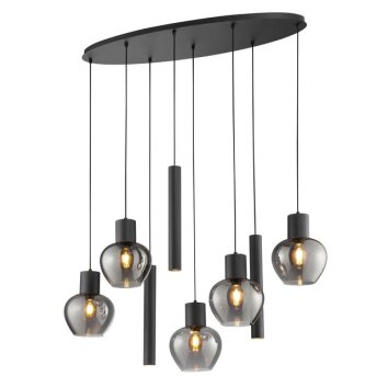 Brilliant moderne Cluster-Pendelleuchte Ligari mit 5 rauchfarbenen Glasschirmen