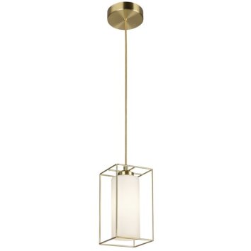 Brilliant Käfig-Pendelleuchte Dolly, Gestell in Gold, Länge 12,5 cm, weißer Glasschirm