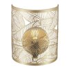 Brilliant Halbrunde Wandleuchte Molly mit Blattmuster, goldfarbener Metallschirm
