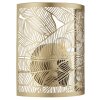 Brilliant Halbrunde Wandleuchte Molly mit Blattmuster, goldfarbener Metallschirm