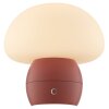 Brilliant LED Pilz-Tischleuchte Dupos, roter Fuß, weißer Glasschirm, warmweiß 2700 Kelvin