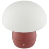 Brilliant LED Pilz-Tischleuchte Dupos, roter Fuß, weißer Glasschirm, warmweiß 2700 Kelvin