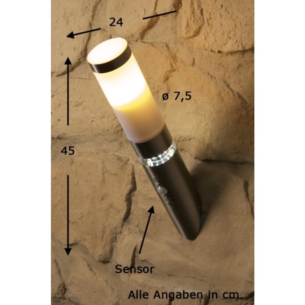 Brilliant Bole Außenwandfackel Edelstahl, 1-flammig, Bewegungsmelder main product photo