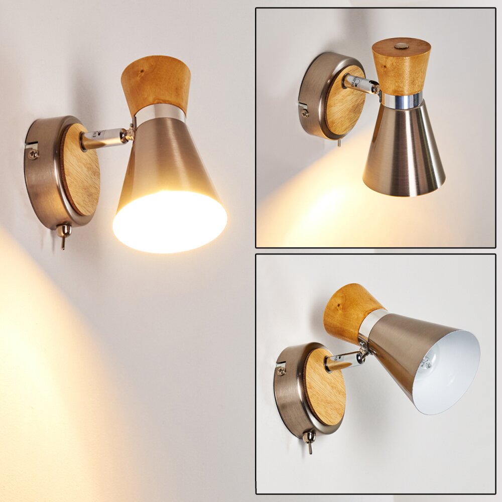 Pulau Wandleuchte Holz hell, Nickel-Matt, 1-flammig main product photo