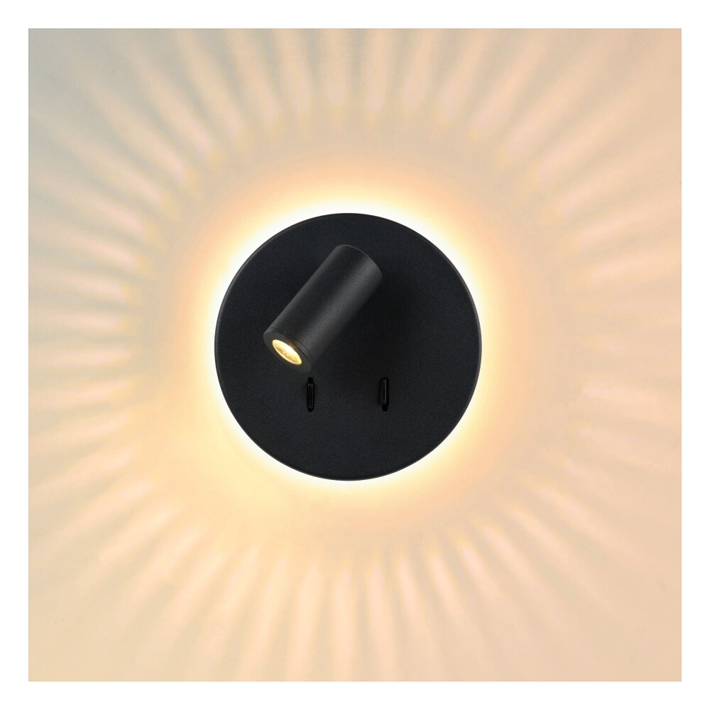 Lucide BENTJER Wandleuchte LED Schwarz, 1-flammig main product photo
