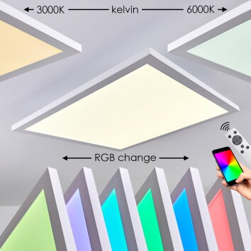 Salmi Deckenpanel LED Weiß, 1-flammig, Fernbedienung, Farbwechsler