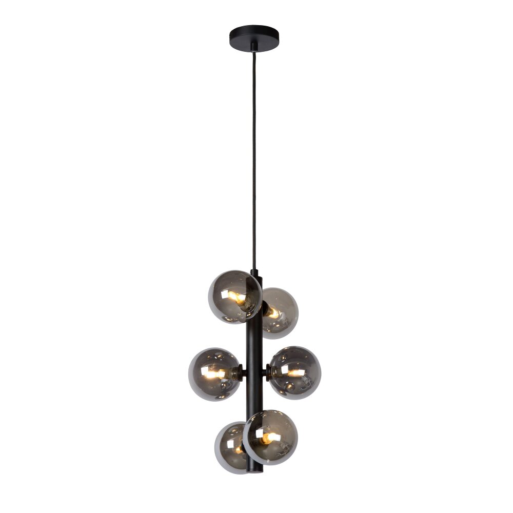 Lucide TYCHO Pendelleuchte Schwarz, 6-flammig main product photo