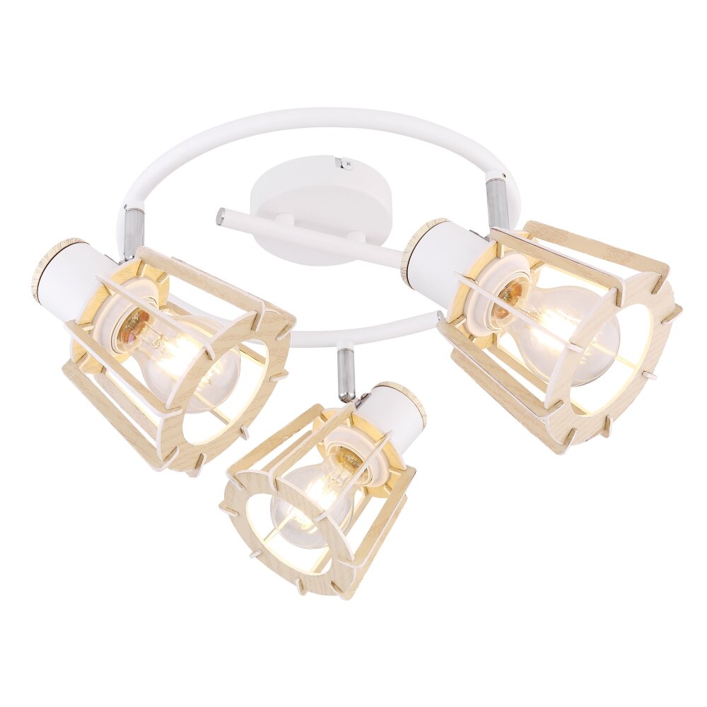 Globo BLAHA Strahler Braun, Weiß, 3-flammig main product photo