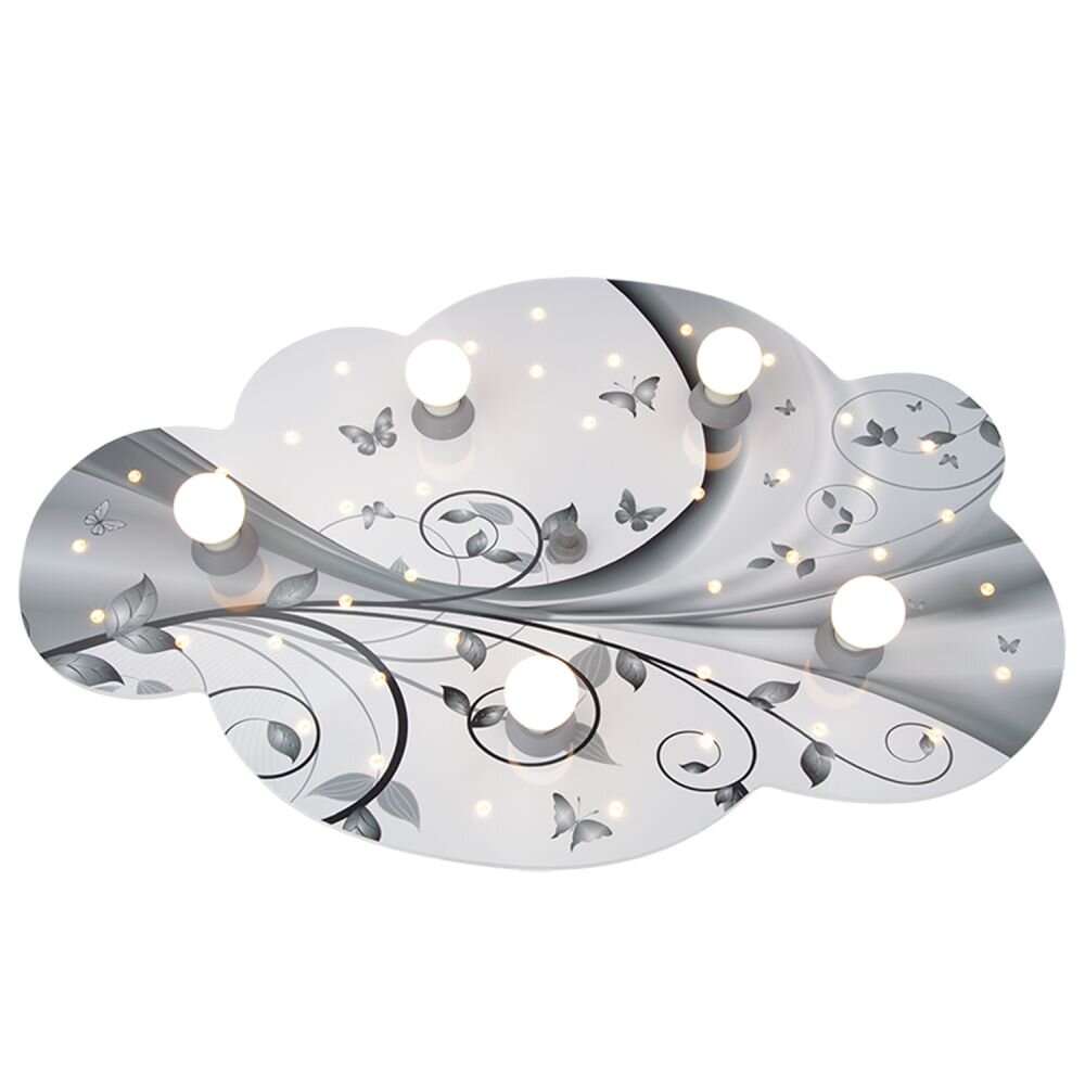 Elobra WOLKE BLUME-PHANTASIE Wandleuchte Silber, Weiß, 5-flammig main product photo