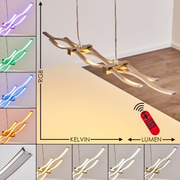Gamsen Pendelleuchte LED Stahl gebürstet, 3-flammig, Fernbedienung, Farbwechsler