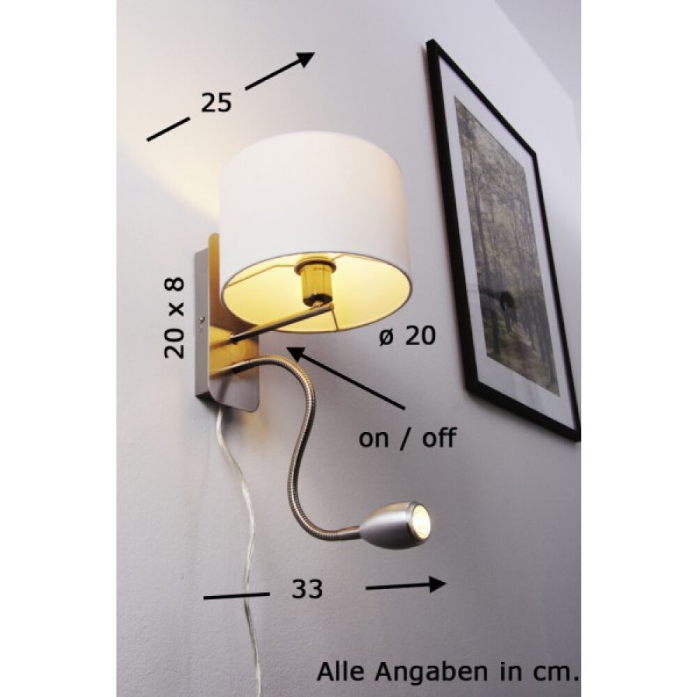 Trio Leuchten HOTEL Wandleuchte LED Chrom, Nickel-Matt, 2-flammig main product photo