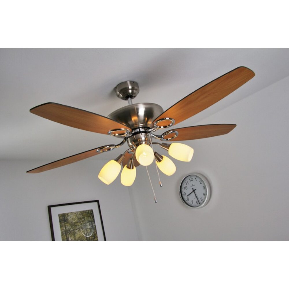 Globo JERRY Ventilator Chrom, Edelstahl, Nickel-Matt, 5-flammig main product photo